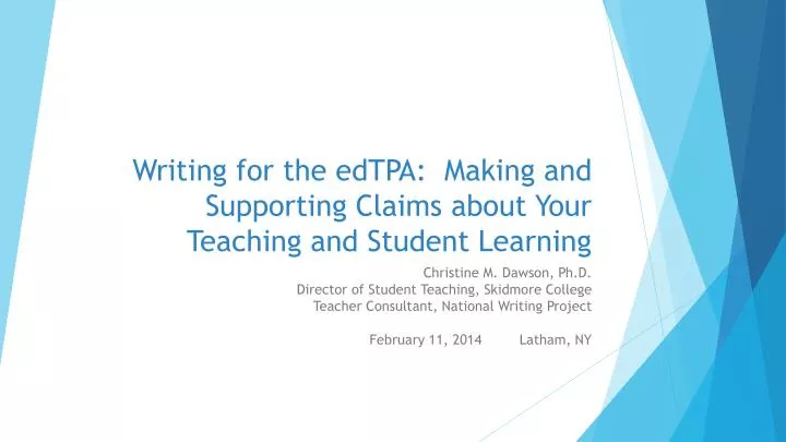 writing for the edtpa making and supporting claims about your teaching and student learning