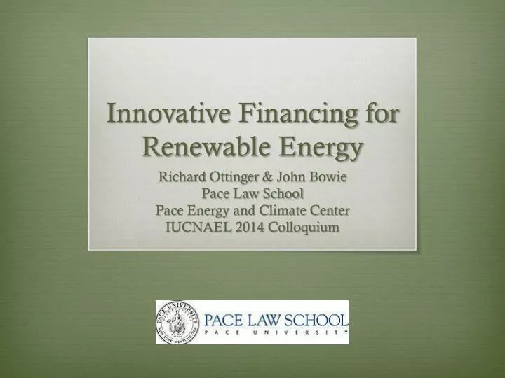 innovative financing for renewable energy