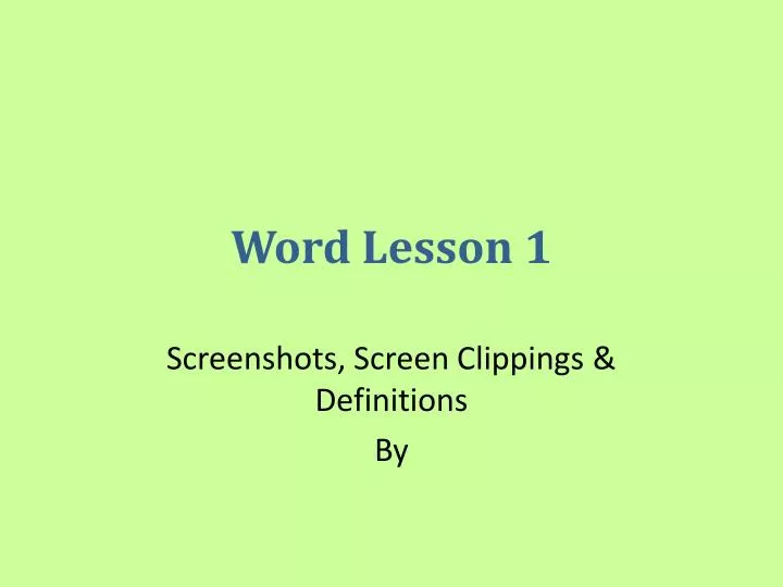 word lesson 1