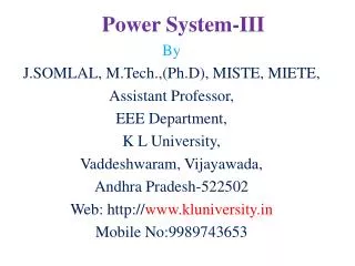 Power System-III