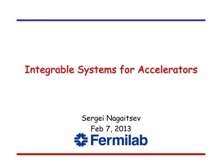 integrable systems for accelerators