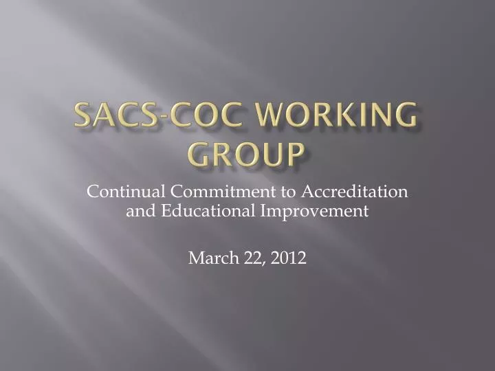 sacs coc working group