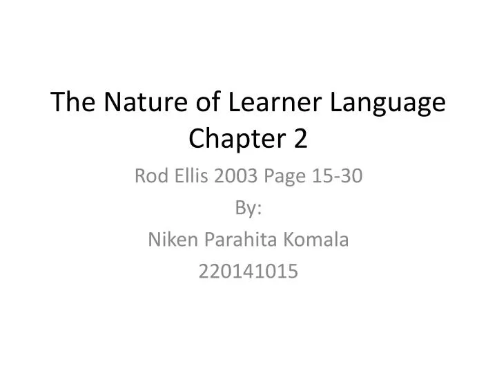 the nature of learner language chapter 2