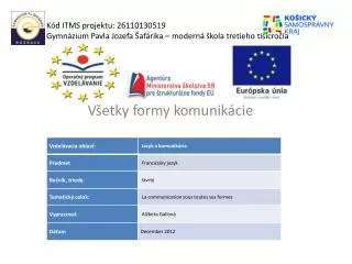 v etky formy komunik cie