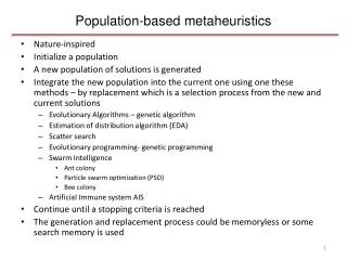 Population-based metaheuristics