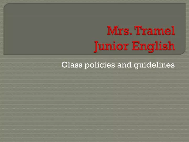 mrs tramel junior english