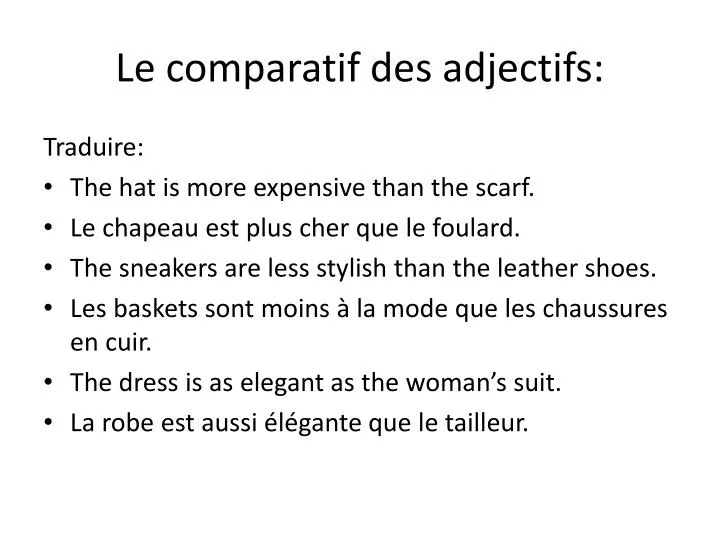 le comparatif des adjectifs