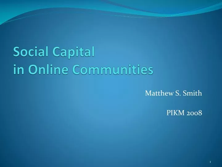 social capital in online communities