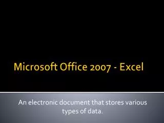 Microsoft Office 2007 - Excel