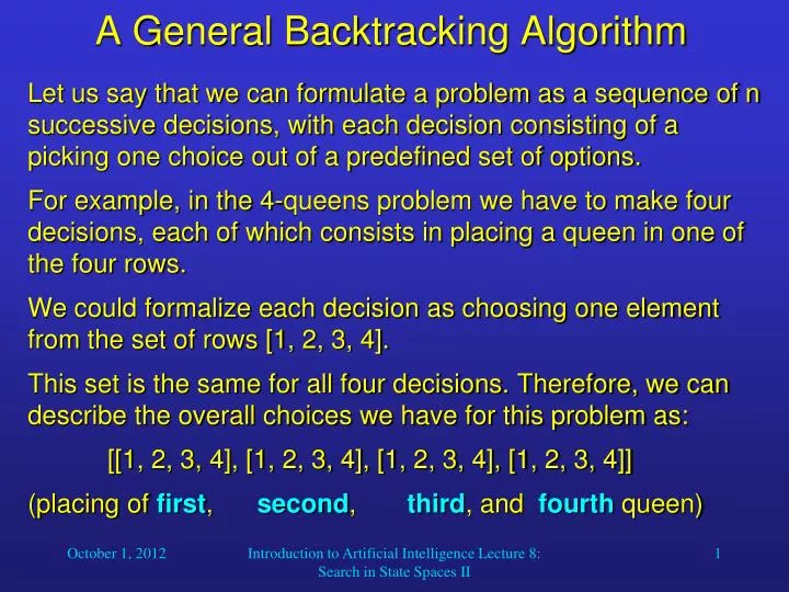 a general backtracking algorithm