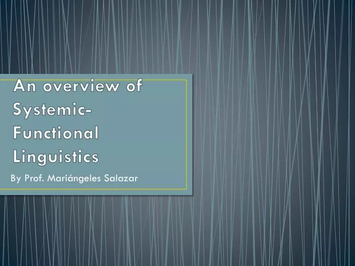 an overview of systemic functional linguistics
