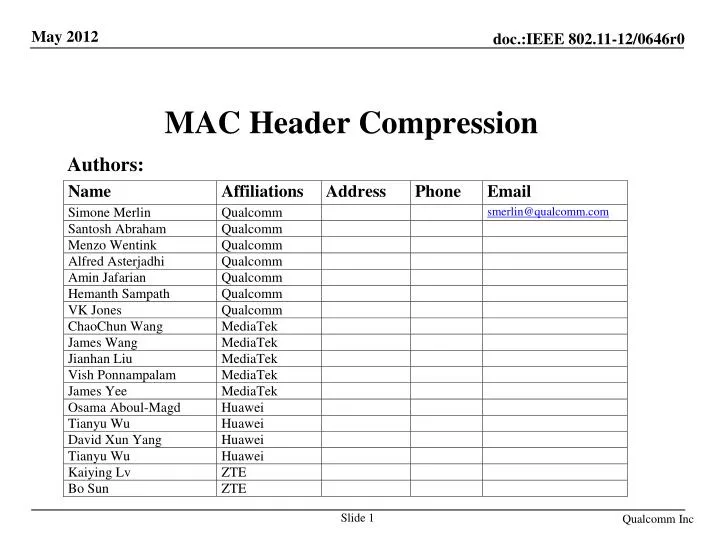 mac header compression
