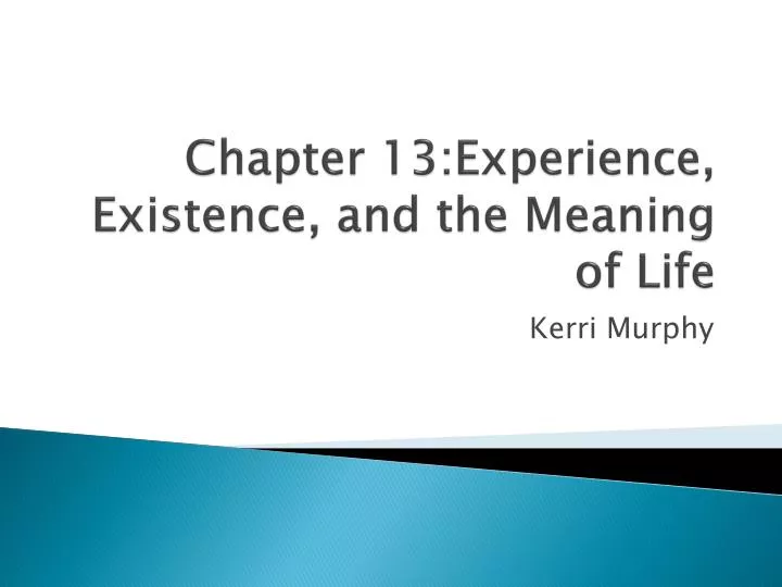 chapter 13 experience existence and the meaning of life