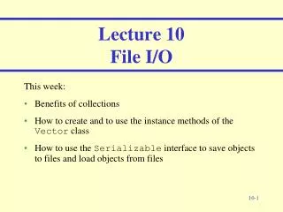 Lecture 10 File I/O
