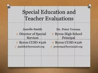Special Education and Teacher Evaluations