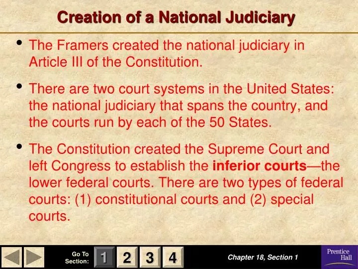 creation of a national judiciary