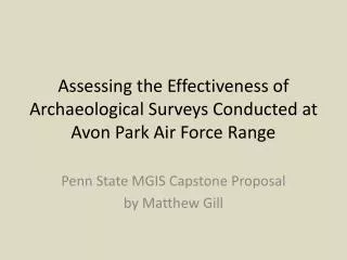 Assessing the Effectiveness of Archaeological Surveys Conducted at Avon Park Air Force Range