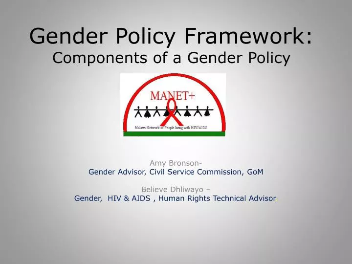 gender policy framework components of a gender policy