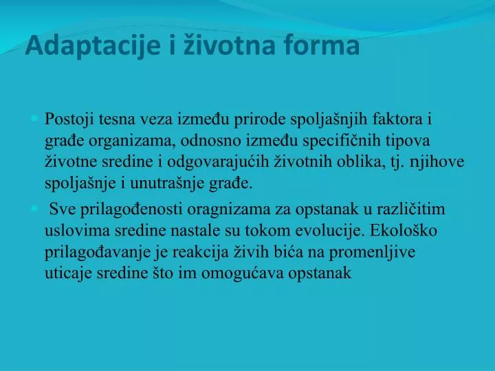 adaptacije i ivotna forma