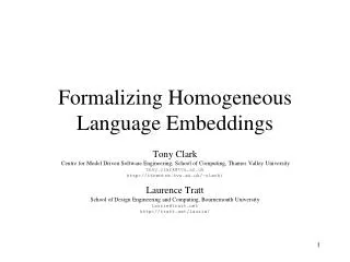 Formalizing Homogeneous Language Embeddings