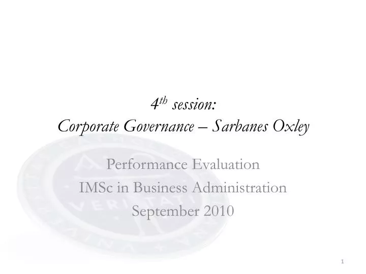 4 th session corporate governance sarbanes oxley