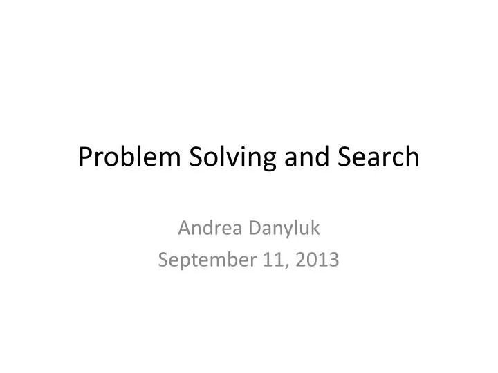 problem solving and search