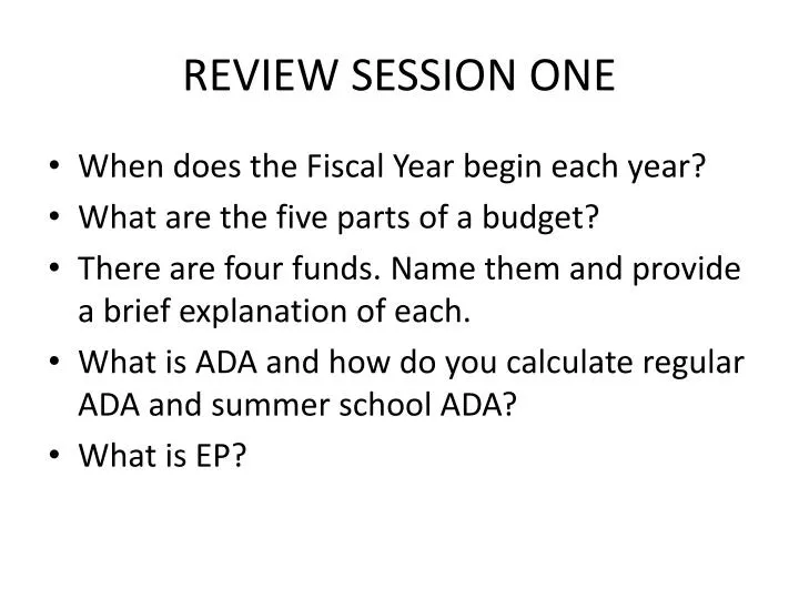 review session one