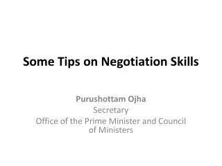 Some Tips on Negotiation Skills