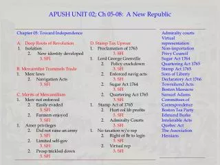APUSH UNIT 02; Ch 05-08: A New Republic