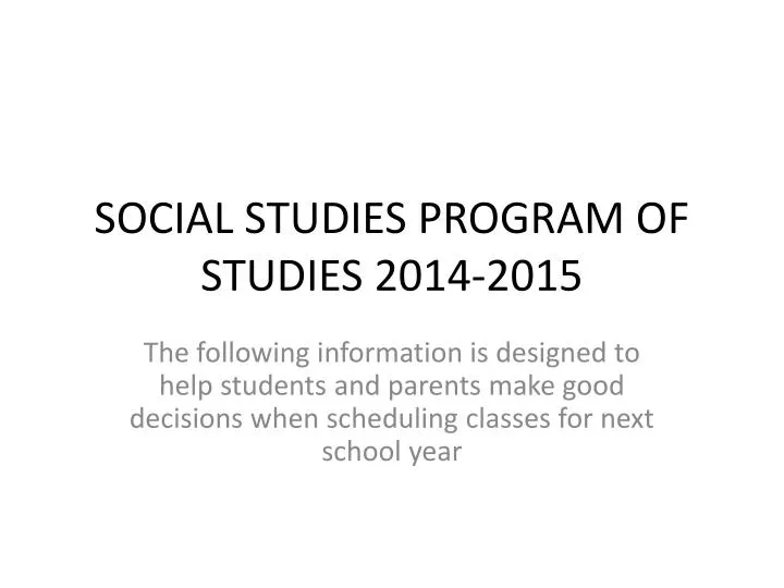 social studies program of studies 2014 2015