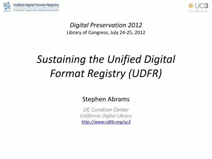 sustaining the unified digital format registry udfr