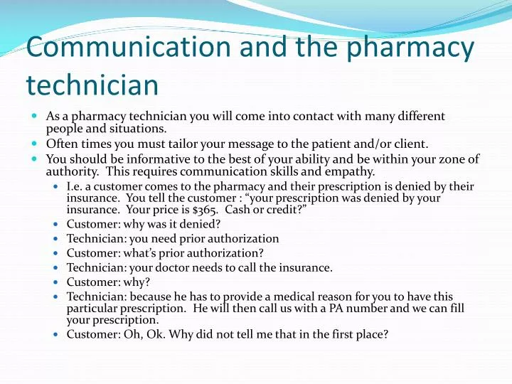 communication and the pharmacy technician