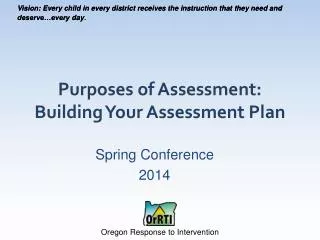 Purposes of Assessment: Building Your Assessment Plan