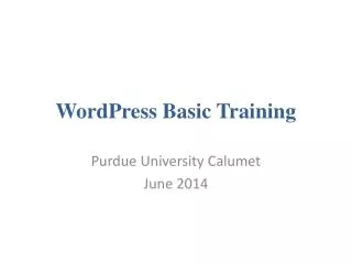 WordPress Basic Training