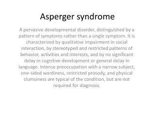 Asperger syndrome