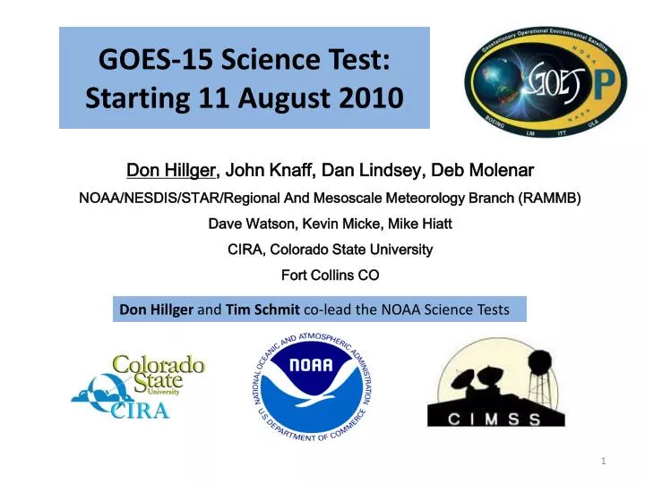 goes 15 science test starting 11 august 2010