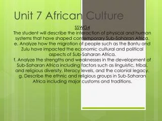 Unit 7 African Culture