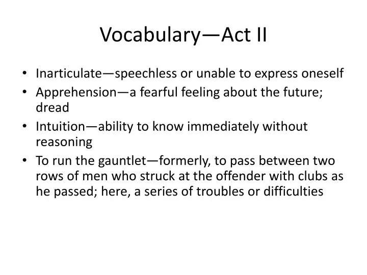 vocabulary act ii