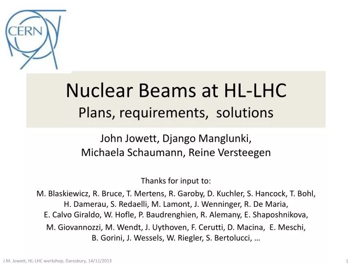 nuclear beams at hl lhc plans requirements solutions