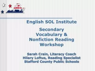 English SOL Institute Secondary Vocabulary &amp; Nonfiction Reading Workshop