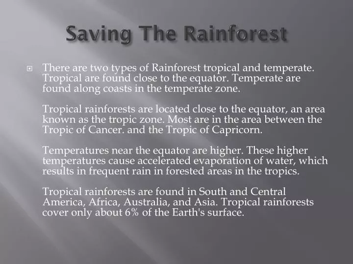 saving the rainforest
