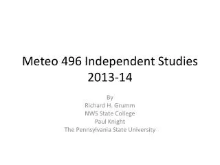 Meteo 496 Independent Studies 2013-14