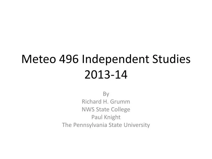 meteo 496 independent studies 2013 14