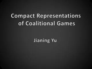 Compact Representations of Coalitional Games