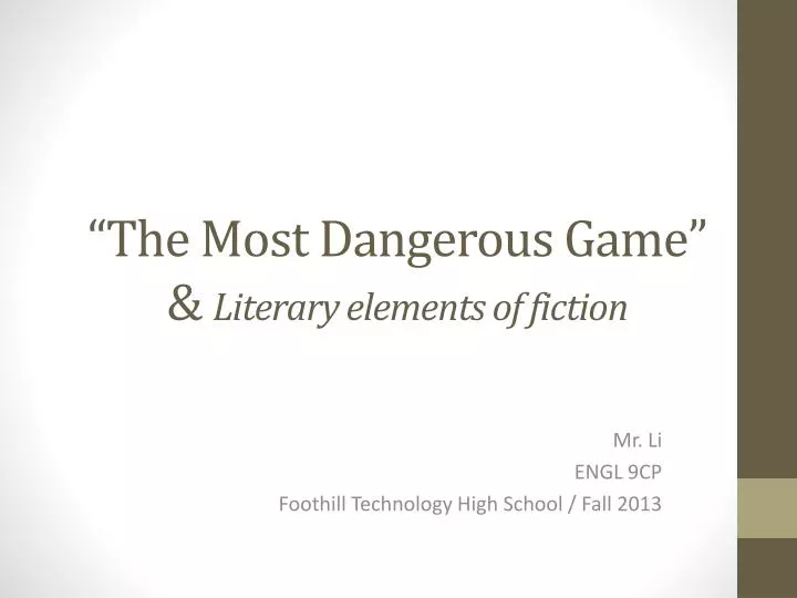the most dangerous game literary elements of fiction