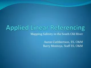 Applied Linear Referencing