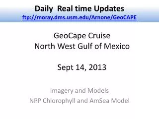 GeoCape Cruise North West Gulf of Mexico Sept 14, 2013