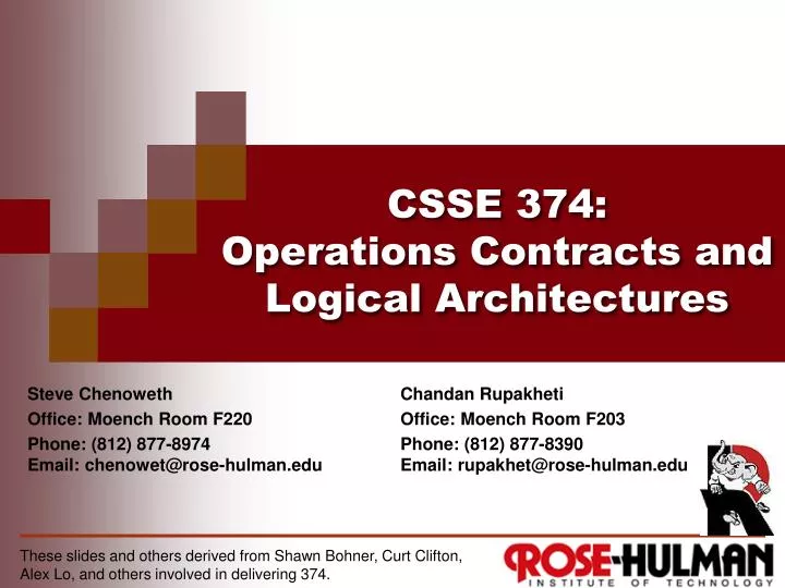 csse 374 operations contracts and logical architectures