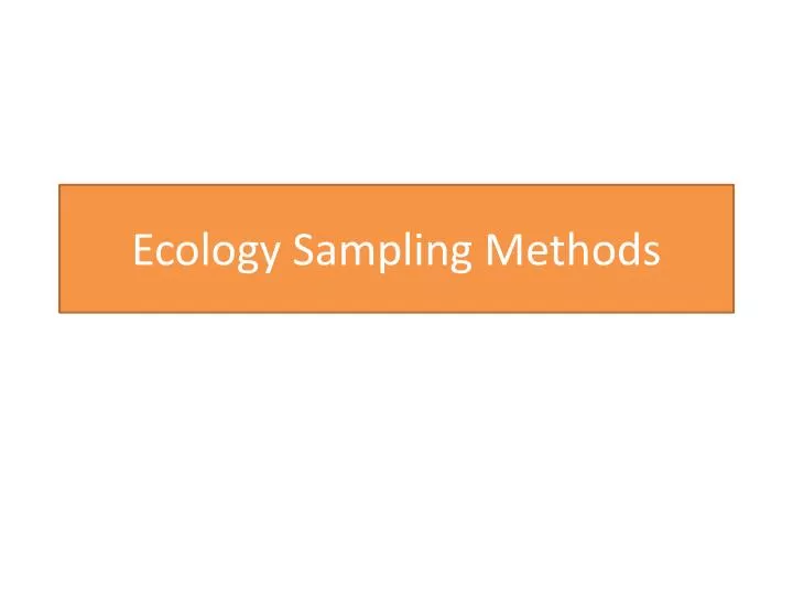 ecology sampling methods