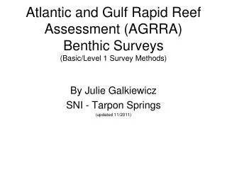 Atlantic and Gulf Rapid Reef Assessment (AGRRA) Benthic Surveys (Basic/Level 1 Survey Methods)